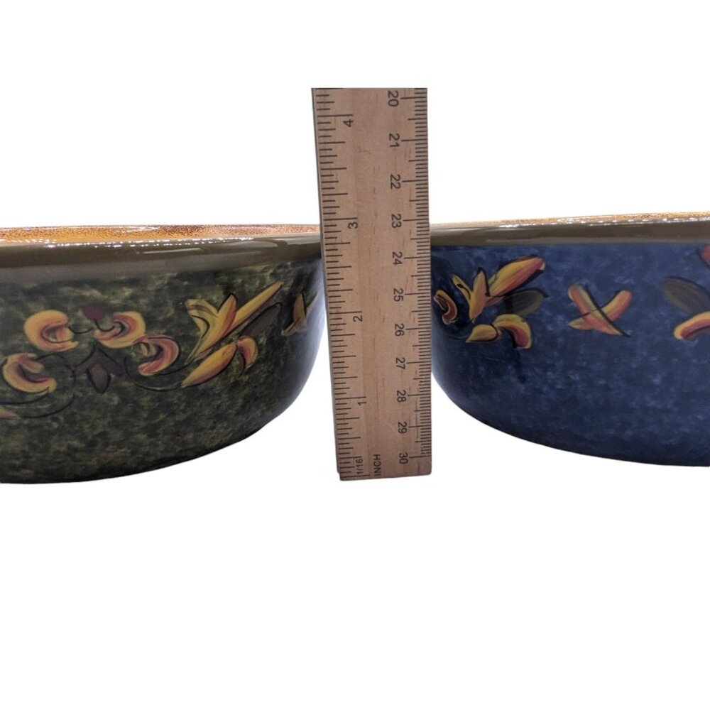 Set Of 2 Vintage Hand-Painted Casa Christina Ceramic Bowls With Floral Interior - Picture 8 of 15